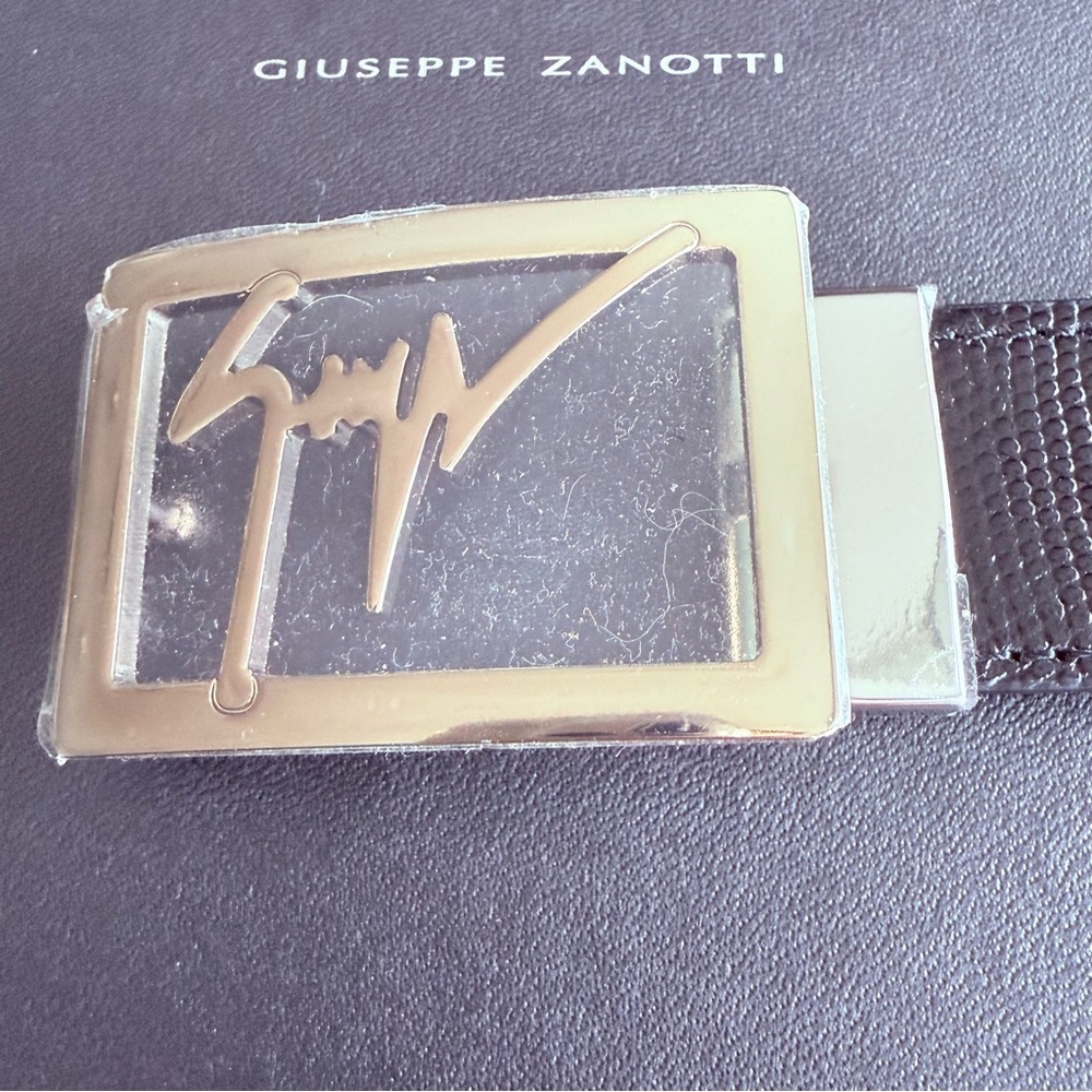 GIUSEPPE ZANOTTI Logo Black Leather Men’s Belt NWT!! - Picture 7 of 12